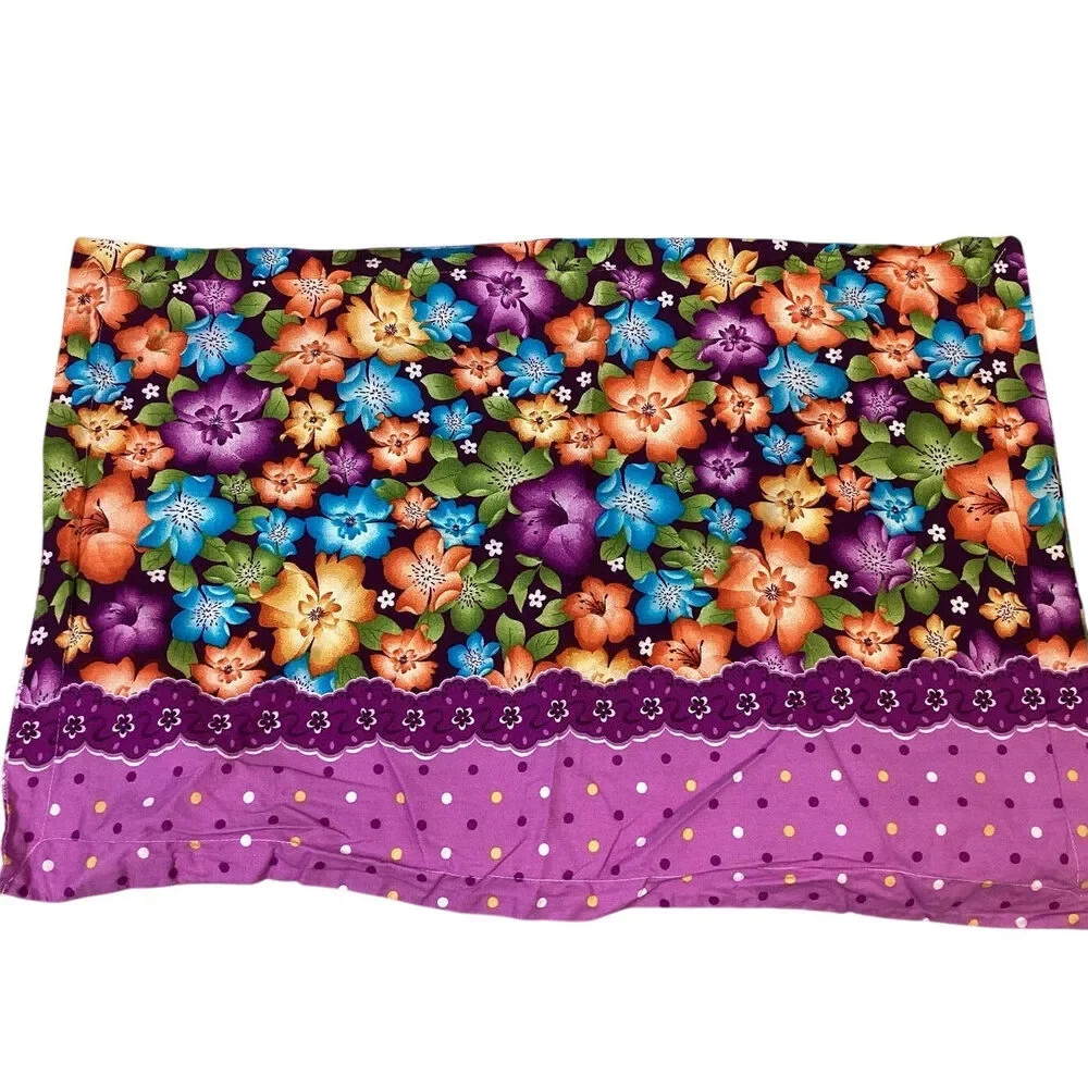 Handmade Pair of Standard Size Tropical Floral Lily Cotton Blend Pillow Shams